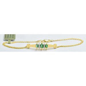 Genuine 0.54 Cts Emerald & Diamond Bracelet 10k Solid Gold